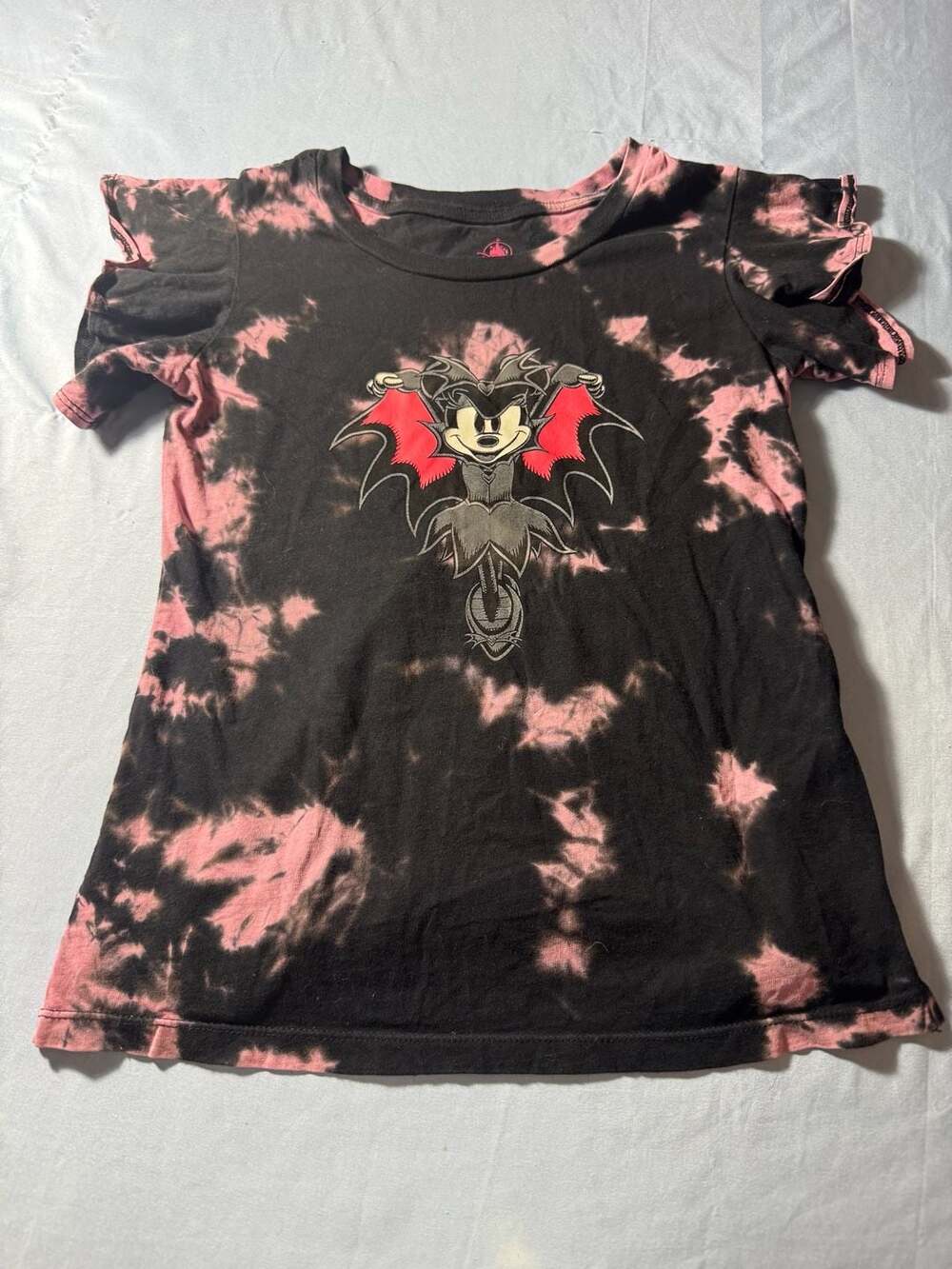 Kids Disney Vampire Minnie Mouse Tie-Dye Halloween Top 10/12